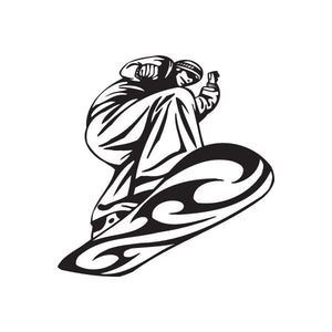 Snowboarding wall decal: black snowboarder graphic on a board