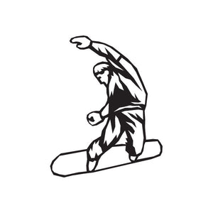Snowboarding wall decal: black snowboarder action silhouette, vinyl sticker shape