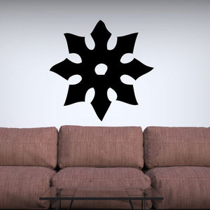 Black snowflake ninja star decal with eight-point shuriken shape