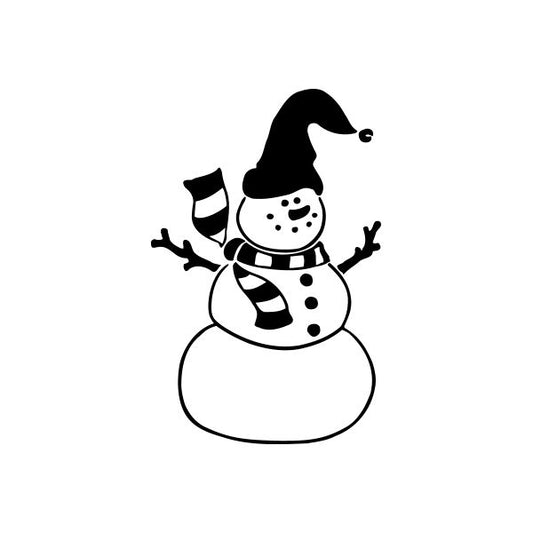 Image of Snowman Wearing Santa Hat Decal