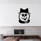 Snowman wall decal with black hat and sunglasses-style glasses, smiling face