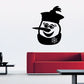 Snowman wall decal with hat, eyelashes, and scarf, plus snowflake detail