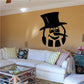 Snowman wall decal with black top hat, scarf, and smiling face