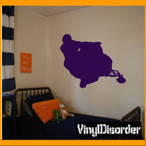 Purple snowmobile turning decal silhouette with handle details