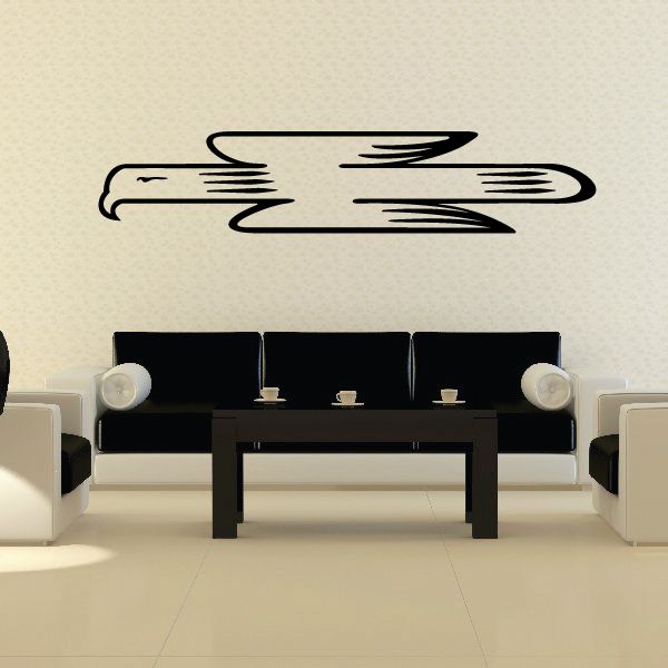 Native-style soaring eagle wall decal with bold black outline and feather details