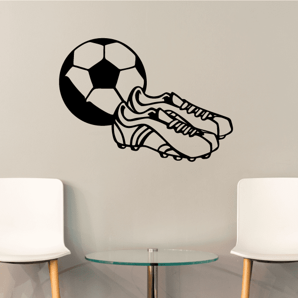 Image of Soccer Ball Cleats Wall Decal - Vinyl Decal - Car Decal - CDS046