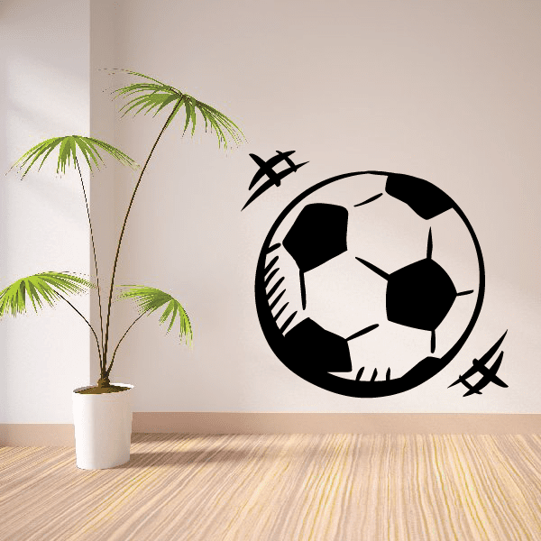 Soccer ball vinyl wall decal sticker with two airplane icons