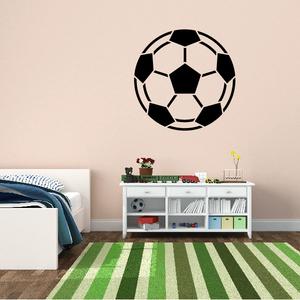 Soccer ball wall decal with black and white panel pattern