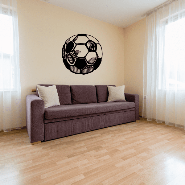 Soccer ball wall decal vinyl sticker with black soccer ball graphic