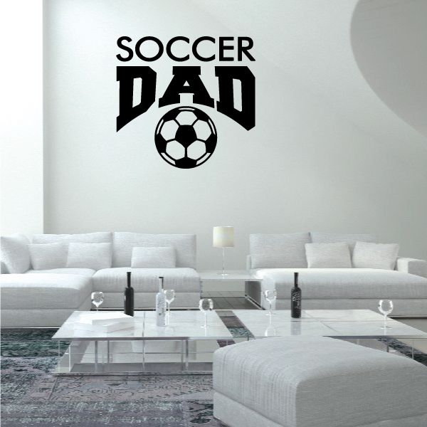 Soccer Dad wall decal with 'SOCCER DAD' text and black soccer ball