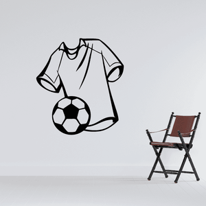 Soccer jersey wall decal vinyl graphic with soccer ball and black outline