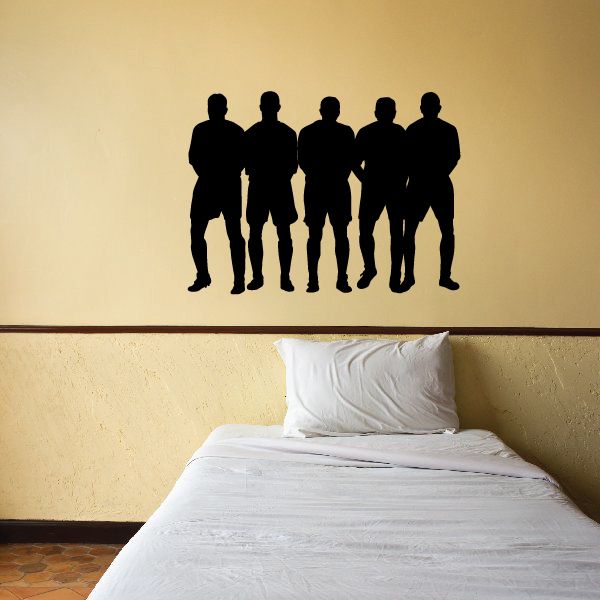 Black soccer player wall decal silhouette of six players