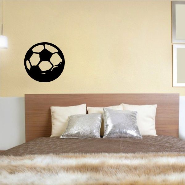 Soccer ball vinyl wall decal, black silhouette