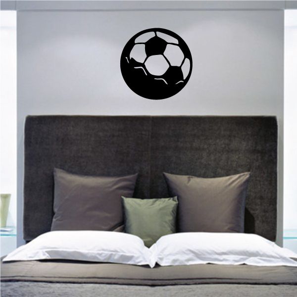 Soccer ball wall decal, black vinyl soccer ball icon