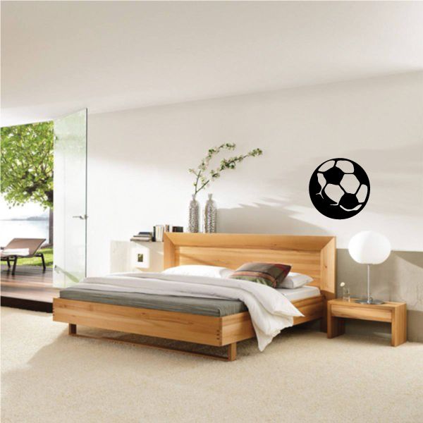 Soccer ball wall decal, black round vinyl sticker