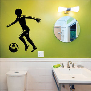 Black soccer player and soccer ball wall decal vinyl sticker