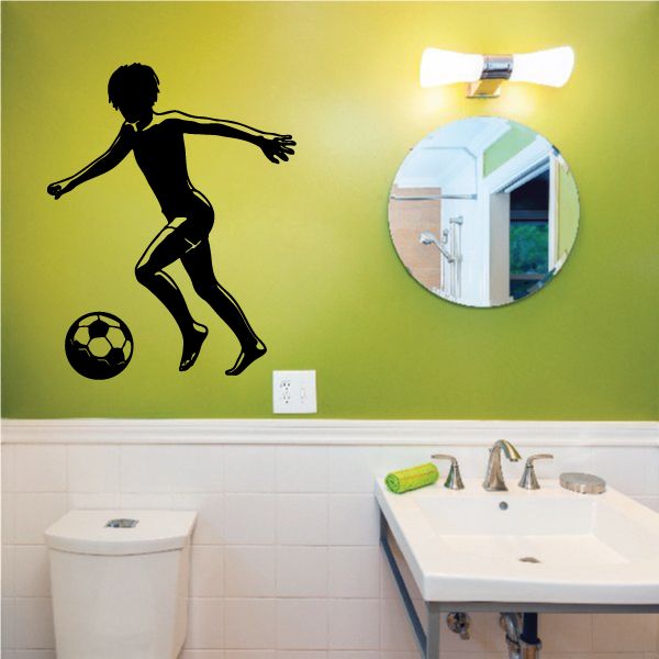 Black soccer player and soccer ball wall decal vinyl sticker