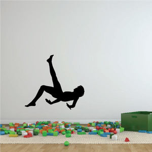 Black vinyl soccer player wall decal silhouette