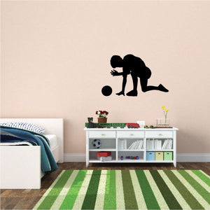 Soccer player wall decal silhouette with soccer ball