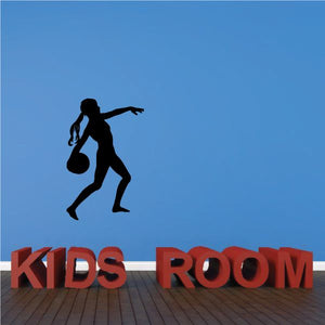 Soccer wall decal with black player and red “KIDS ROOM”