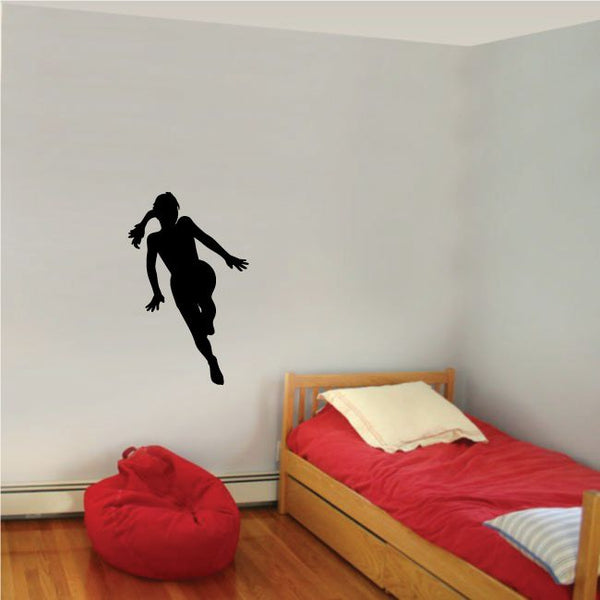 Black soccer player wall decal silhouette, vinyl style