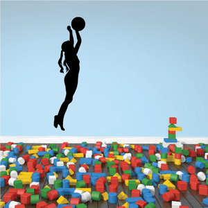Soccer player wall decal vinyl, black silhouette of standing player with ball