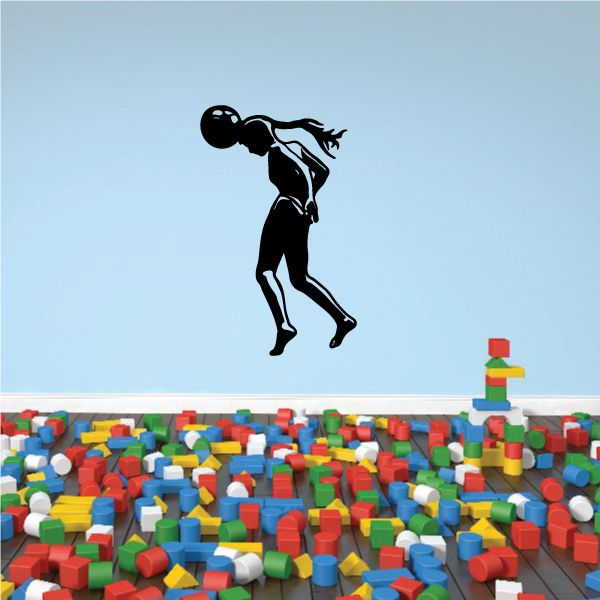 Black soccer player wall decal sticker, vinyl silhouette of a kicking athlete
