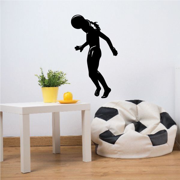 Soccer player wall decal, black vinyl silhouette