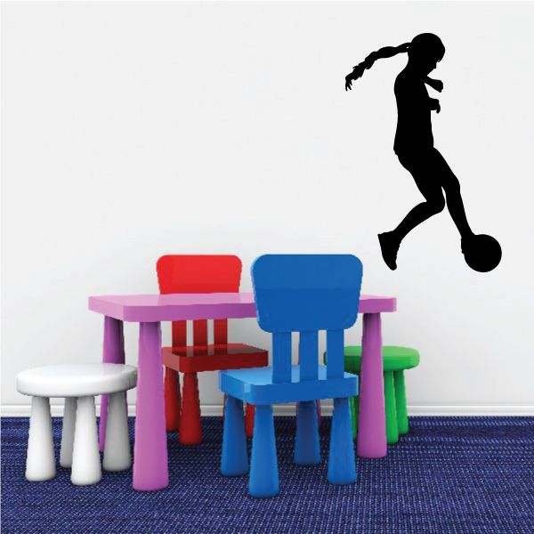 Soccer wall decal vinyl: running soccer player silhouette