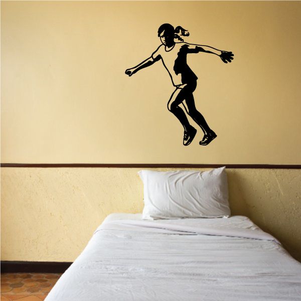 Soccer player wall decal, black vinyl silhouette