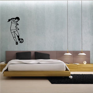 Black soccer player wall decal vinyl sticker