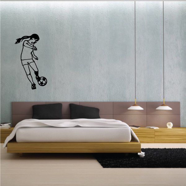 Black soccer player wall decal vinyl sticker