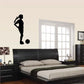 Black soccer player wall decal silhouette with ball