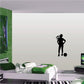 Black soccer player wall decal kicking a ball silhouette