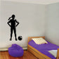 Soccer wall decal of a black soccer player silhouette holding hands on hips