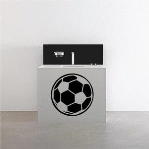 Soccer ball wall decal in black with white outlines