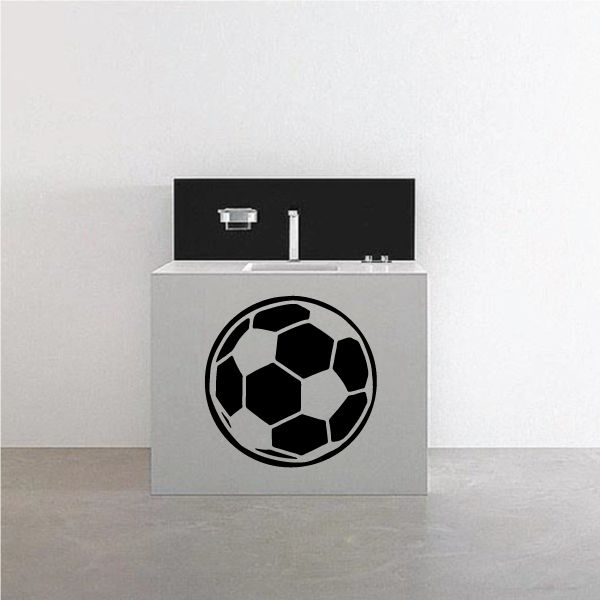 Soccer ball wall decal in black with white outlines