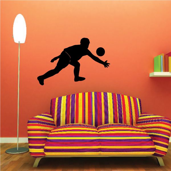 Soccer wall decal with black player and ball silhouettes