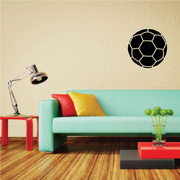Soccer wall decal with black-and-white soccer ball graphic