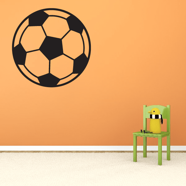 Soccer wall decal vinyl: circular soccer ball graphic with black outline