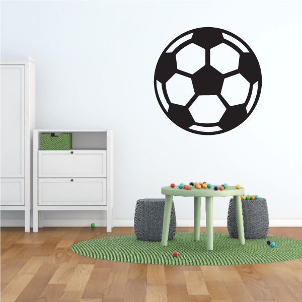 Soccer ball wall decal in black and white vinyl