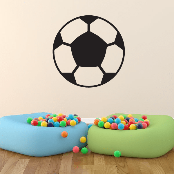 Soccer ball vinyl wall decal, black and white ball design
