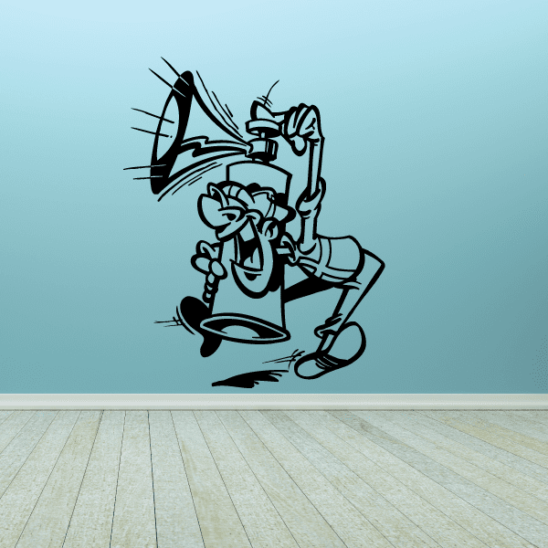 Soccer wall decal featuring a black soccer player in an action kick pose
