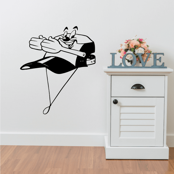 Black and white cartoon soccer player vinyl wall decal with ball and motion lines