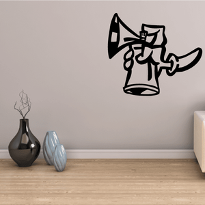 Soccer wall decal vinyl sticker showing a black cartoon goalie with hands raised