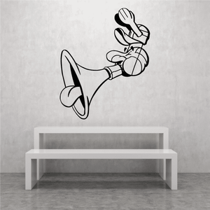 Soccer wall decal of black outline soccer player kicking a ball