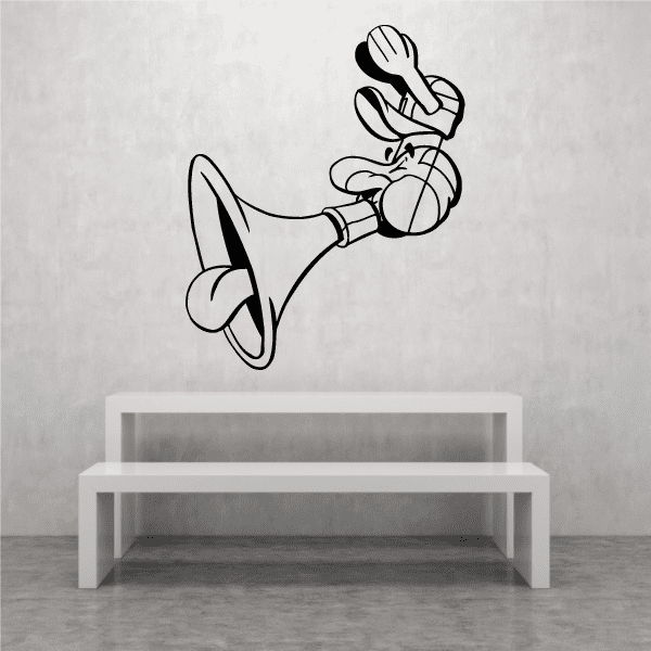 Soccer wall decal of black outline soccer player kicking a ball