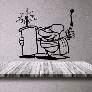 Soccer wall decal vinyl of cartoon soccer player in action with ball and gloves