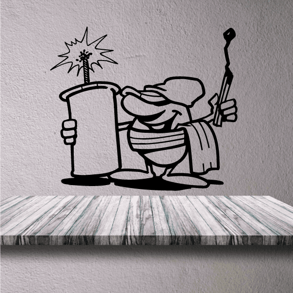 Soccer wall decal vinyl of cartoon soccer player in action with ball and gloves