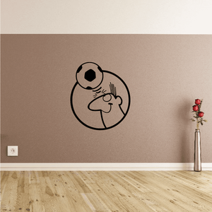Soccer wall decal vinyl showing soccer ball face inside a circle outline